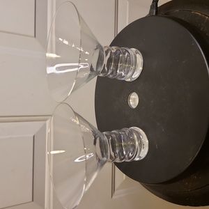 Two RIEDEL O Art Deco Style Hollow Stem Elegant Martini Glasses